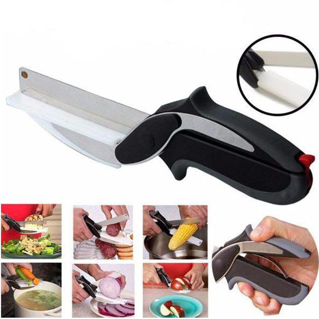 Stainless Steel Kitchen Scissors 2 in 1 Cutting Board  Chopper Clever Fruit Vegetable  Multifunctional Cutter